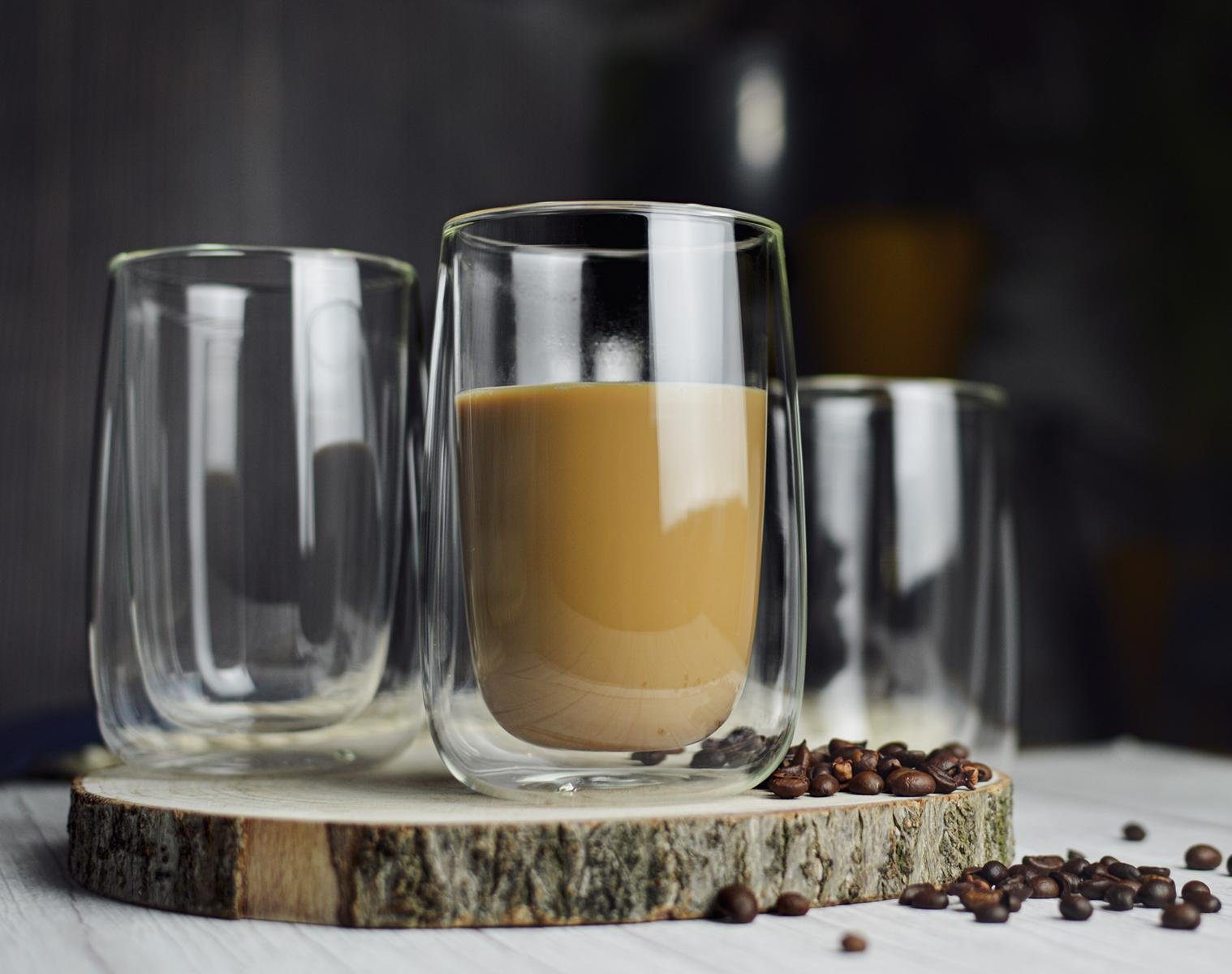 Sendez Thermoglas 6 Doppelwandige Latte Macchiato Gläser 380ml, Glas