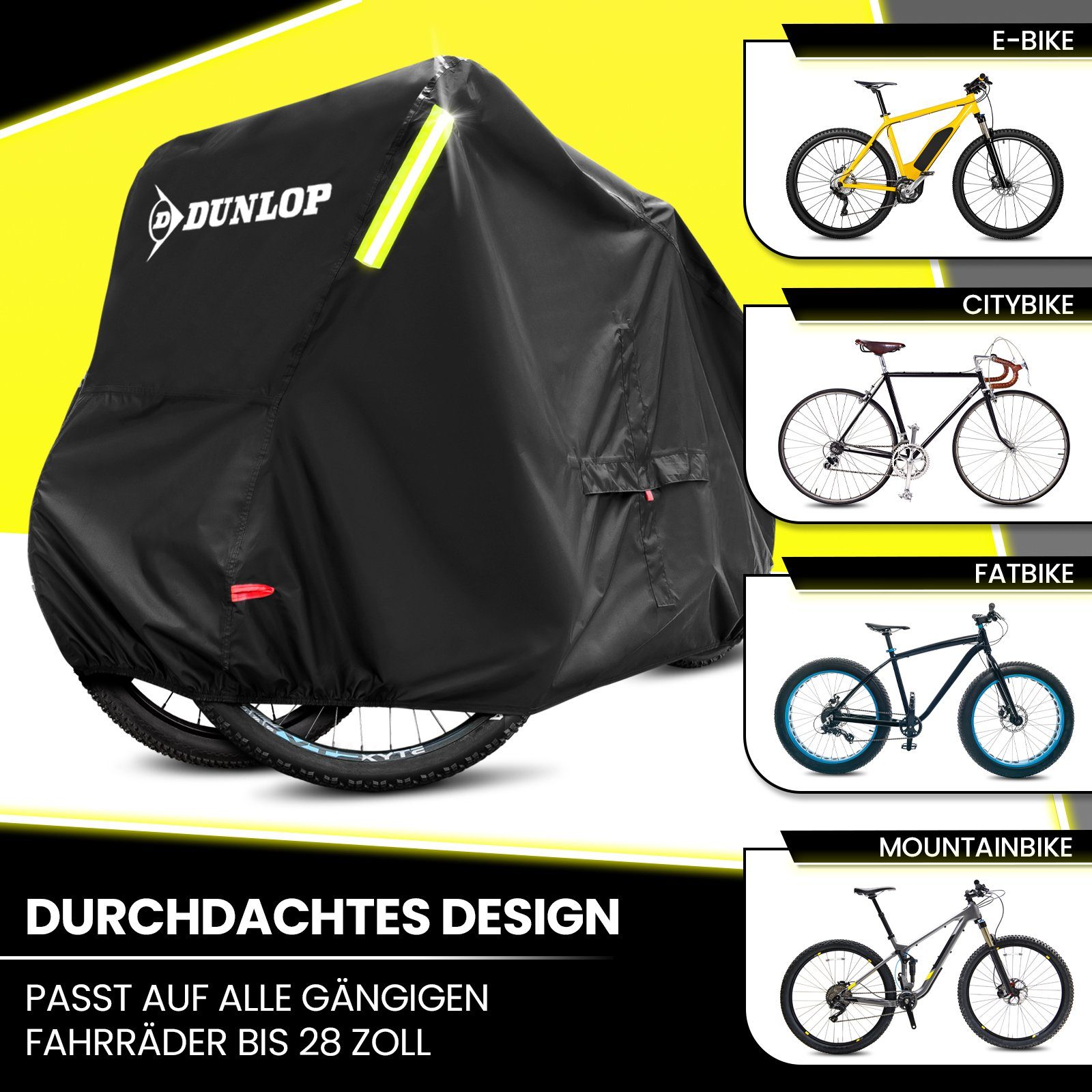 Dunlop Fahrradschutzhülle Fahrradgarage Rad Abdeckung bike cover, Premium Fahrradabdeckung Anti Rost 200x92x120 cm mit Transportbeutel