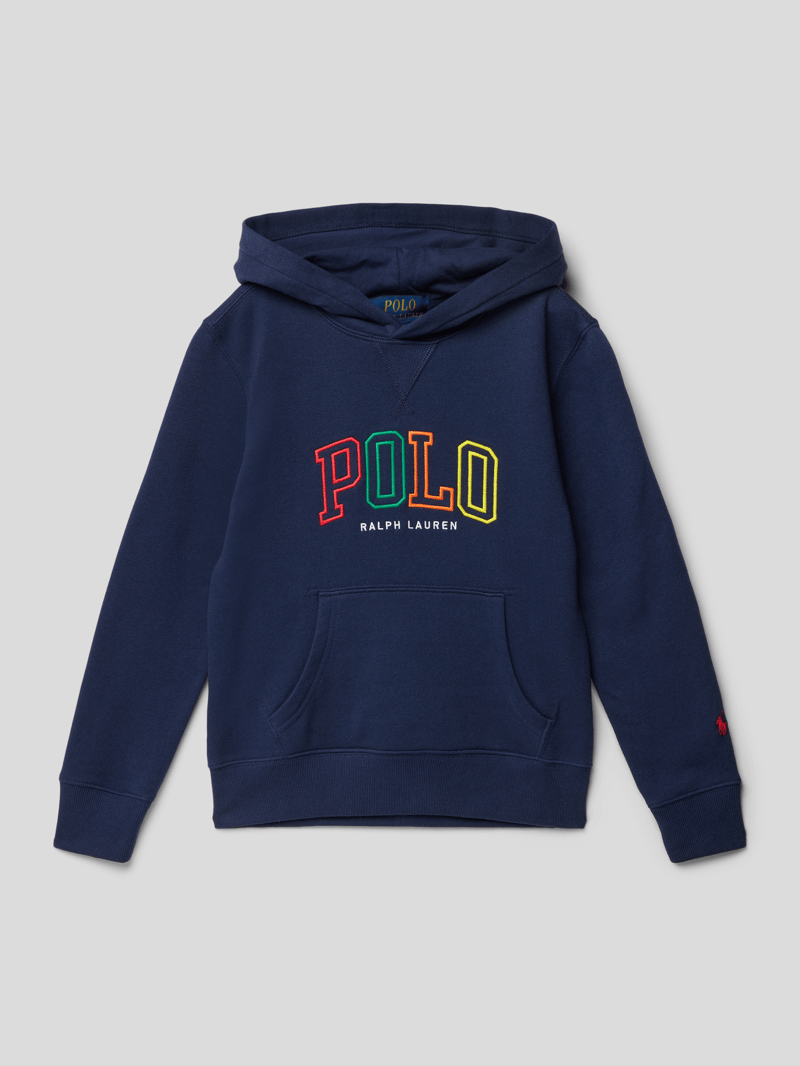 Hoodie mit Label-Stitching in marineblau