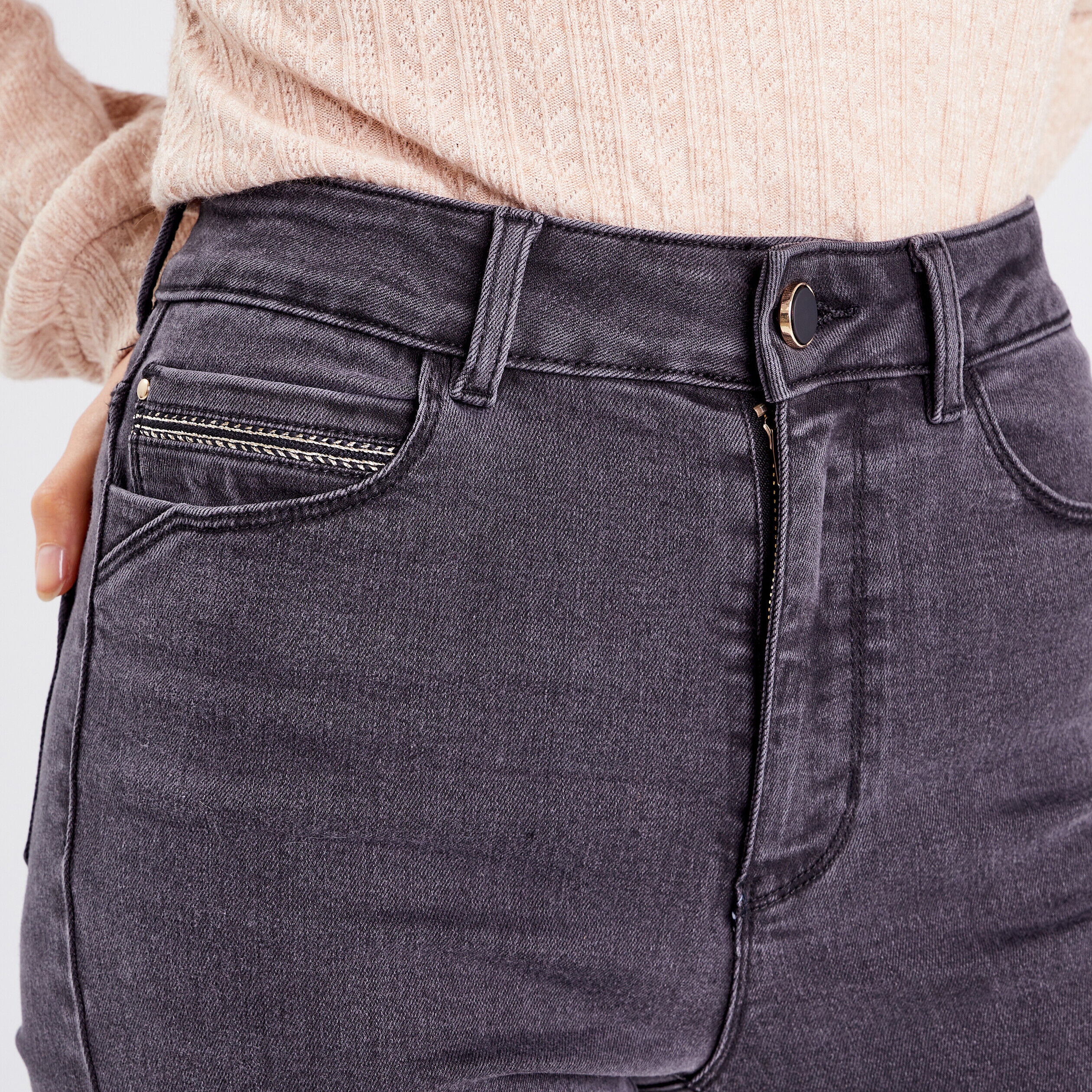 Jeans skinny taille haute denim noir femme | Cache Cache