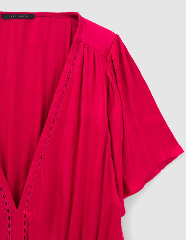 Blouse peplum fushia acidulé femme