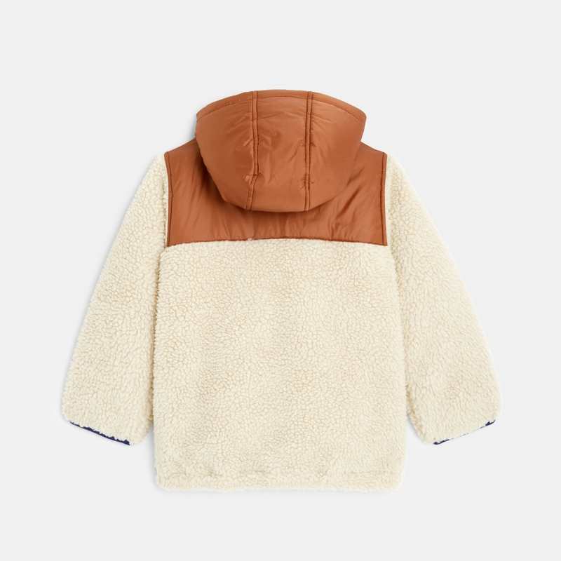 Veste sherpa garçon zippée à capuche blanc Catimini