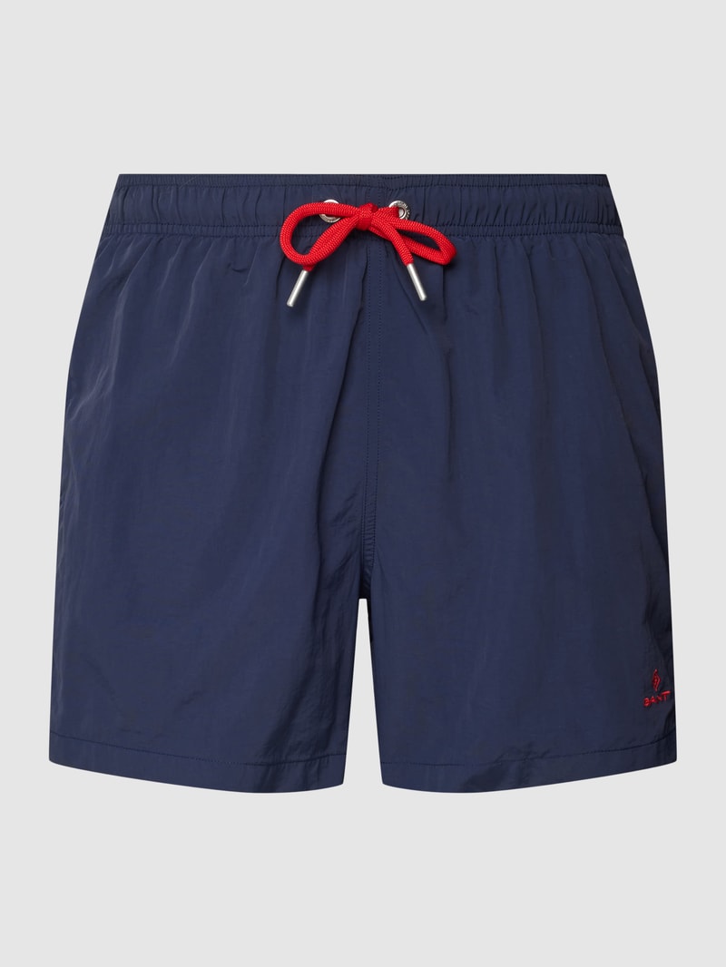 Badehose mit Label-Stitching in marineblau