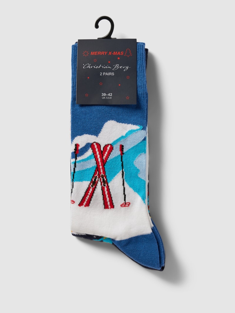 Socken aus Baumwoll-Mix im 2er-Pack in royalblau