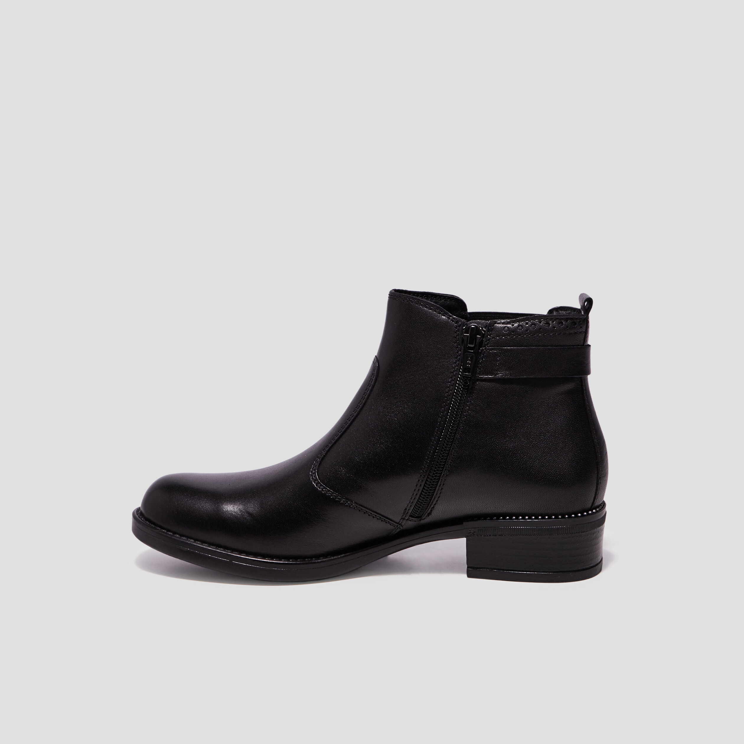 Bottines en cuir zippées chelsea noir fille | La Halle