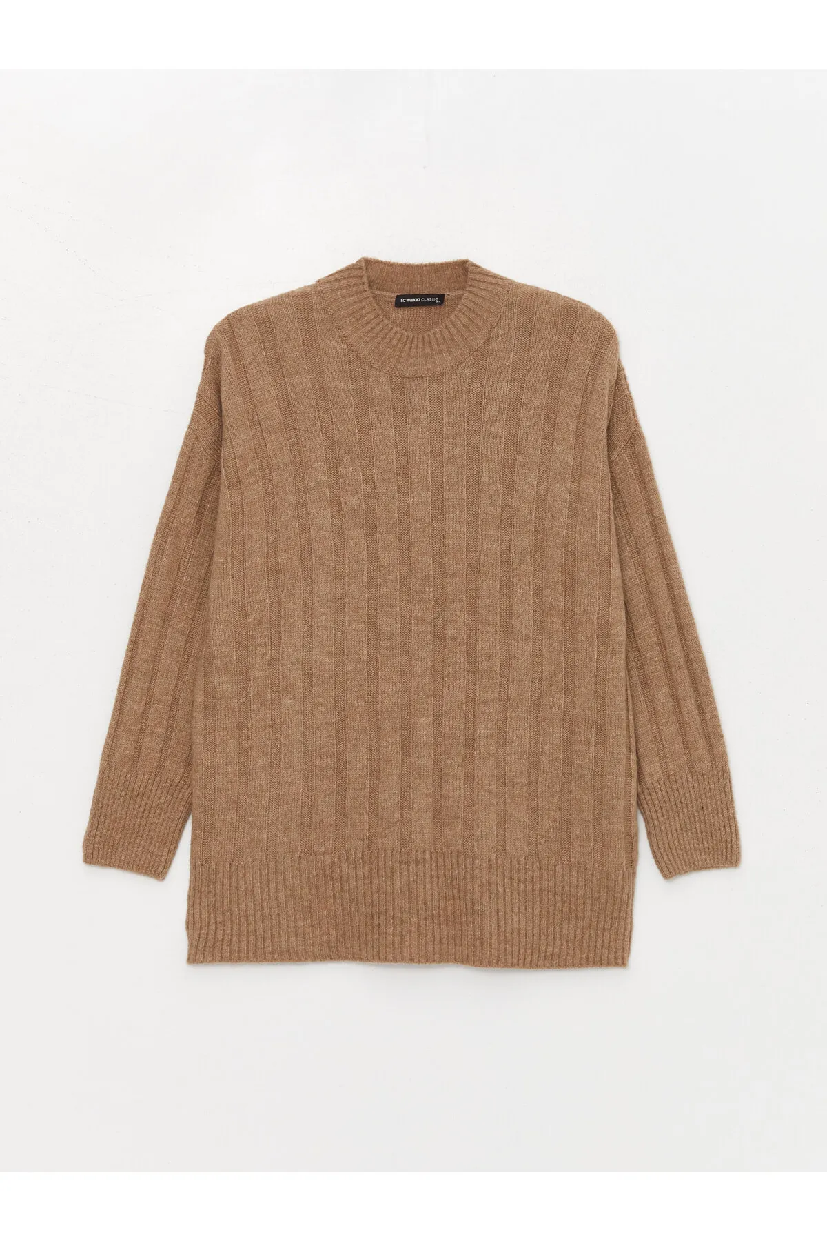 LC Waikiki  Einfarbiger langärmliger Damen-Strickpullover mit halbem Rollkragen
