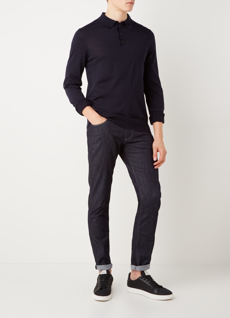 Camisa polo Emporio Armani de corte regular, em lã virgem de malha fina.
