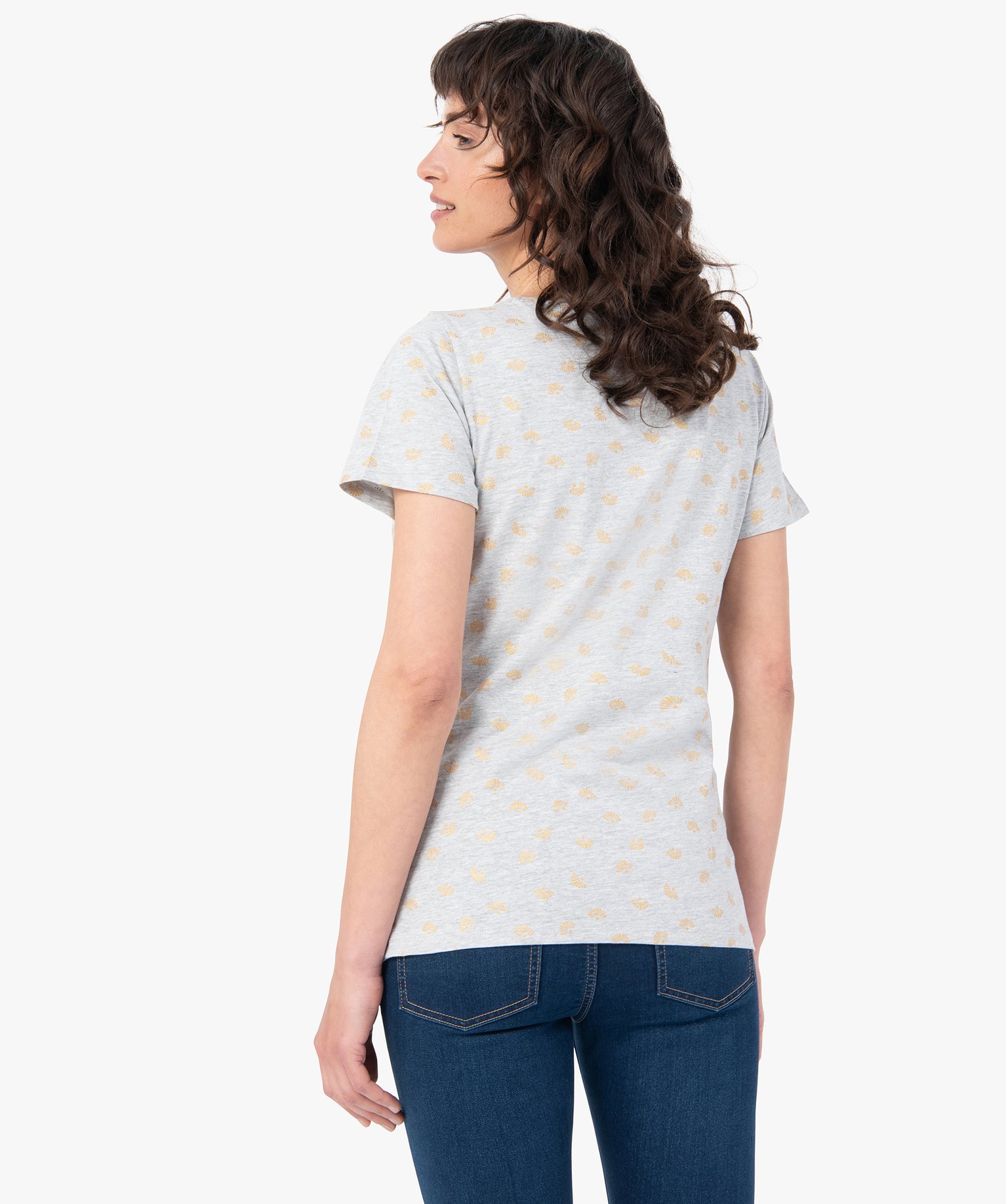 Tee-shirt de grossesse imprimé à manches courtes gris | GEMO