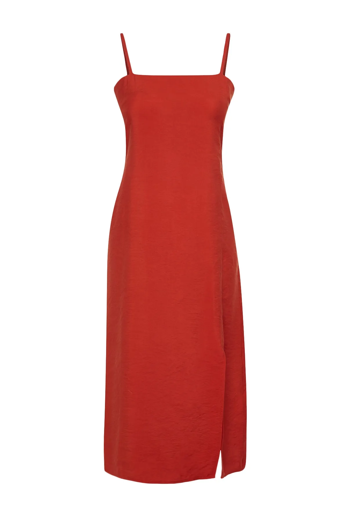 Trendyol Collection  Gefliestes, gerade geschnittenes Midi-Kleid mit Schlitz und detailliertem Webmuster TWOSS23EL01573