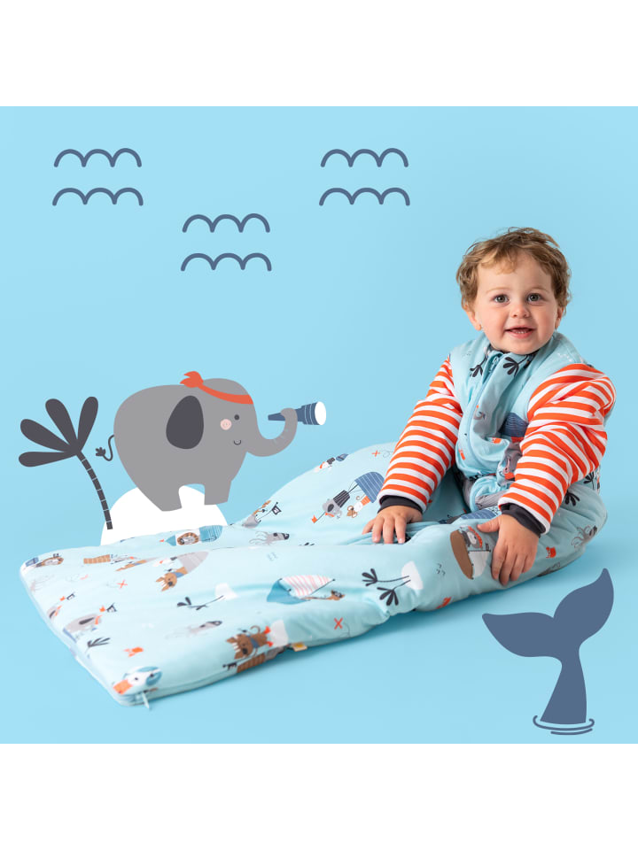 Schlummersack Babyschlafsack, 3.5 TOG in Hellblau-Rot günstig kaufen
