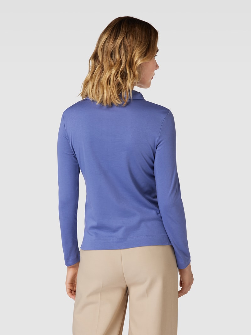 Longsleeve mit Polokragen in rauchblau