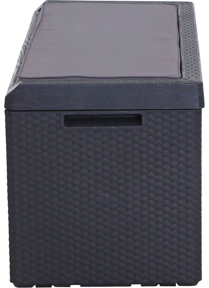 Siena Garden Kissenbox Portonovo, 350 L, Rattan/Holzoptik, anthrazit