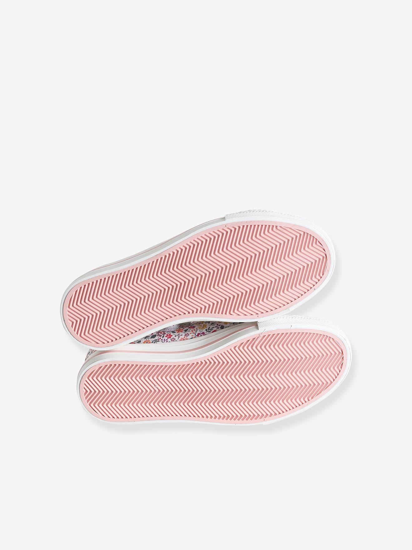 Baskets fille en toile fantaisie broderie anglaise rose