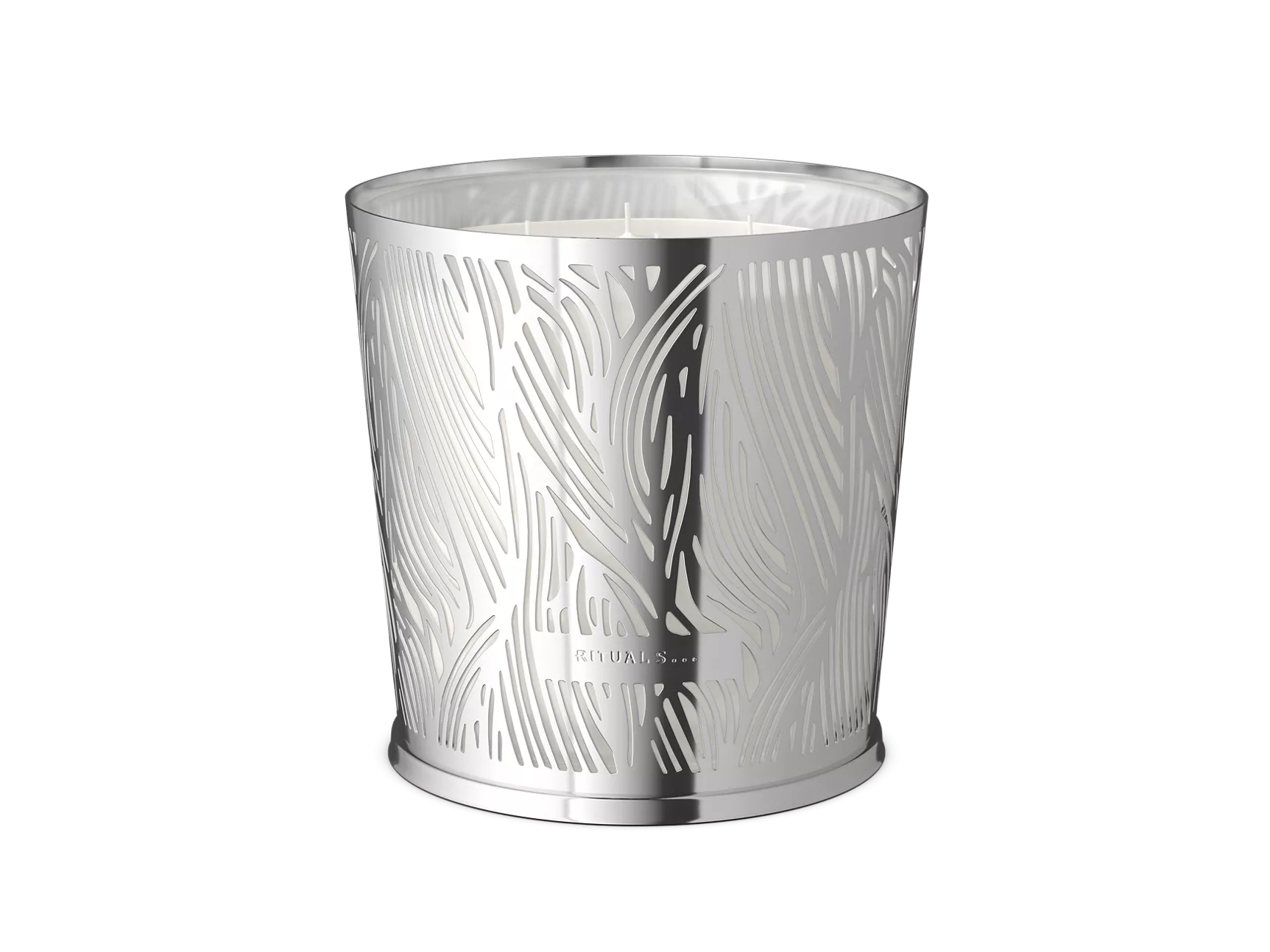 Bougie parfumée Orris Mimosa grand format de la collection privée, avec manchon en métal. Bougie parfumée de luxe avec support en métal.