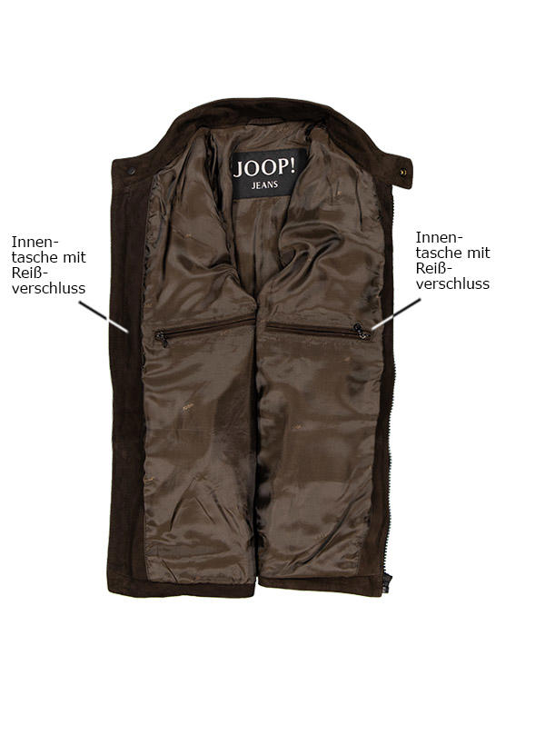 JOOP!, Lederjacke Vira, Ziegenvelours, dunkelbraun