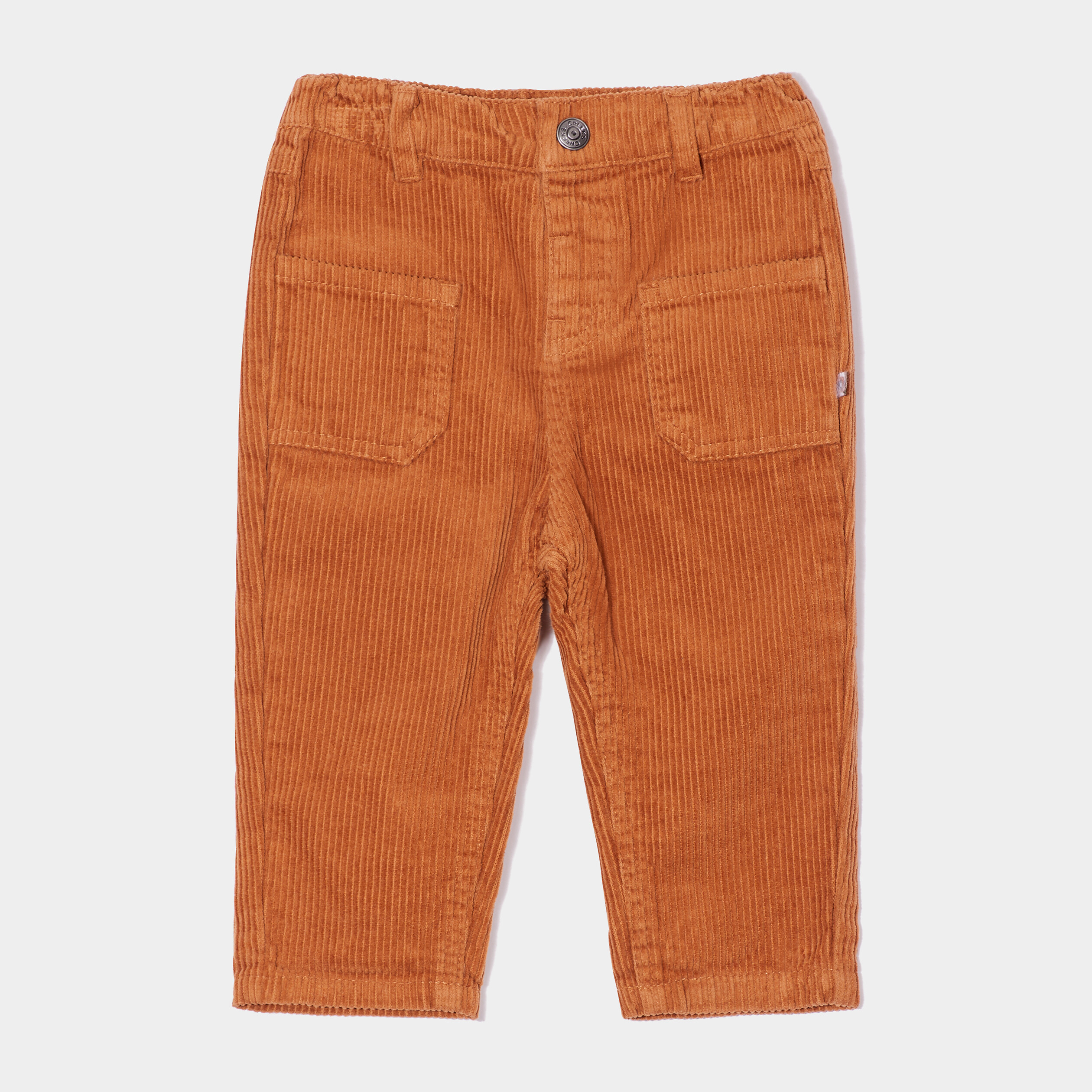 Pantalon droit velours côtelé marron cognac bébé garçon | La Halle