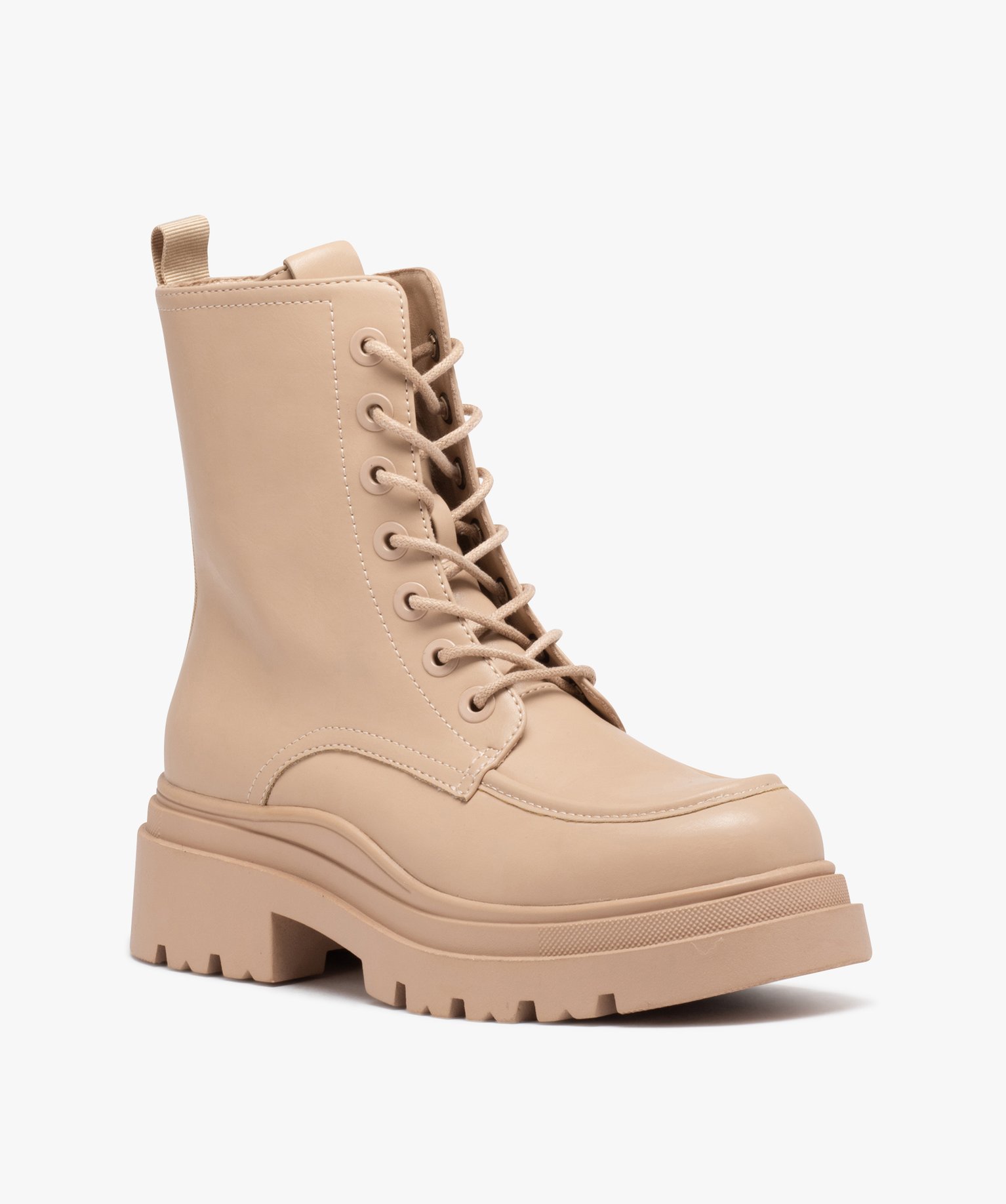 Boots doublés sur semelle crantée femme beige | GEMO