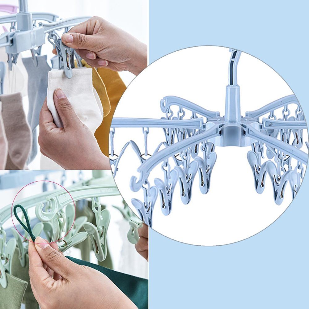 KOMIRO Wäscheständer Wäscheständer Socken Hanger -Mit 24 Wäscheklammern (Blau)
