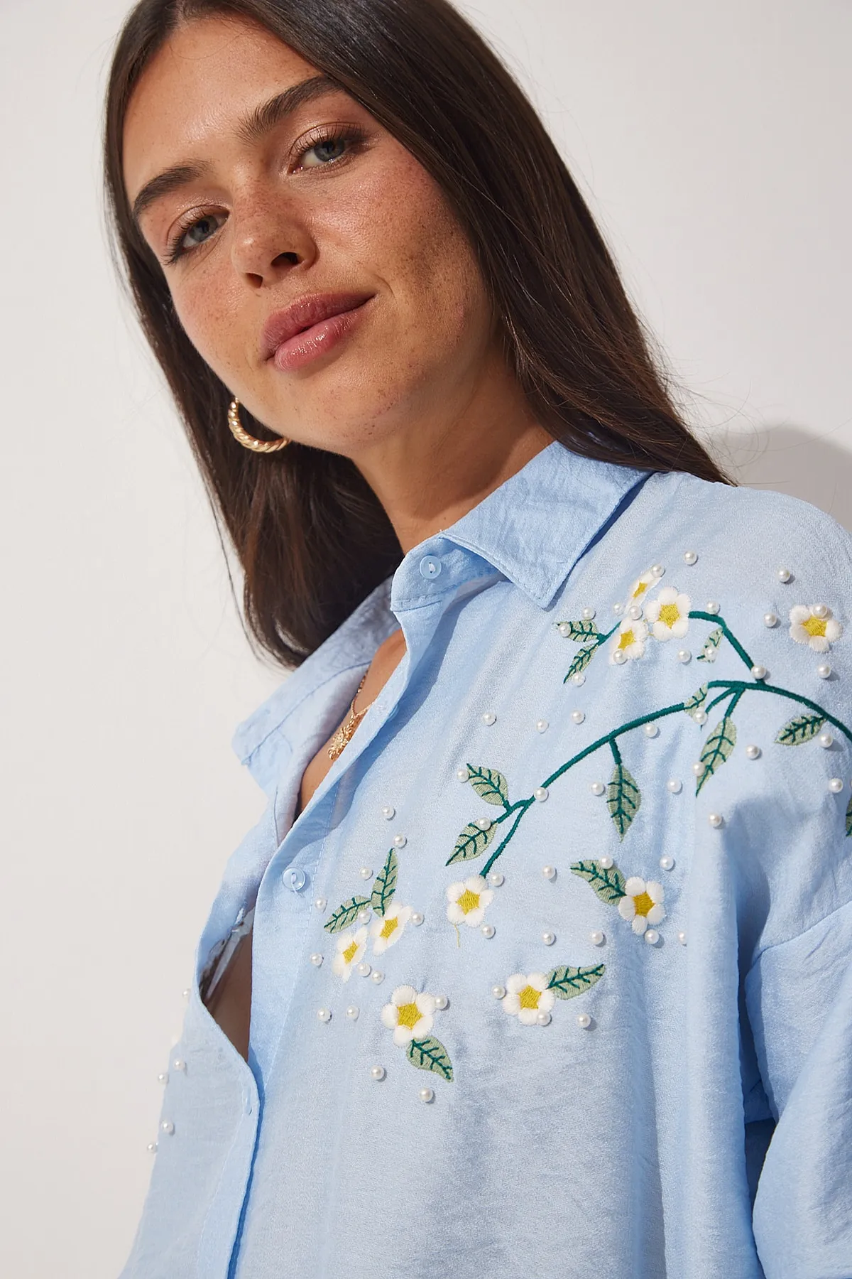 Happiness İstanbul  Hemd - Blau - Oversized