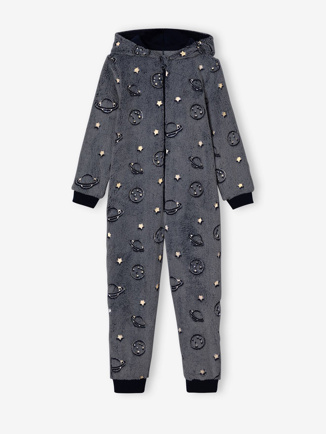 Combi-pyjama espace phosphorescent garçon marine