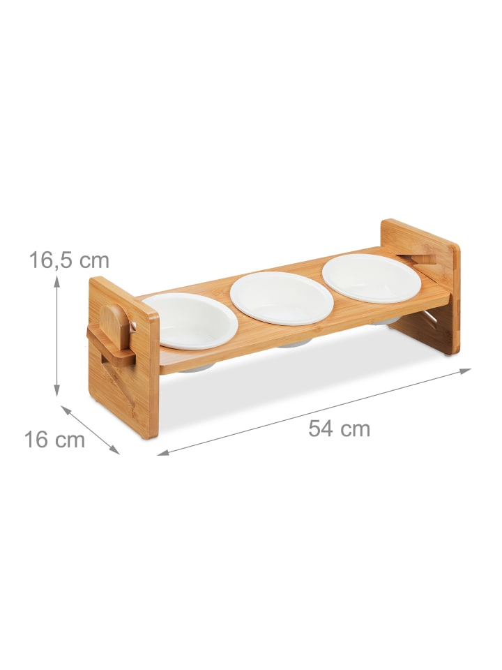 relaxdays Futterstation Hunde in Natur/ Weiß - (B)54 x (H)16,5 x (T)16 cm günstig kaufen onesize