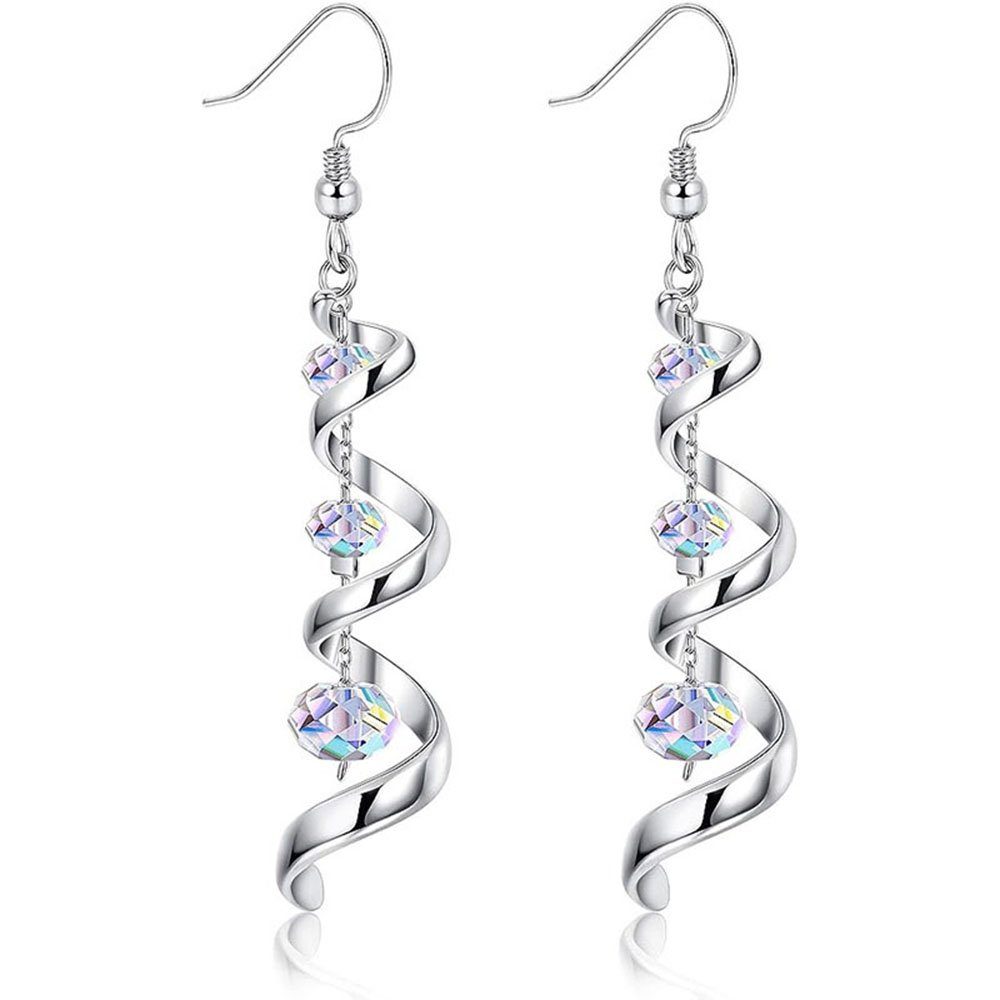 POCHUMIDUU Paar Ohrhänger Kristall Ohrringe Lange Tropfen Ohrringe Für Damen (2-tlg), 925 Sterling Silber Glitzernde Kristalltropfen Ohrringe
