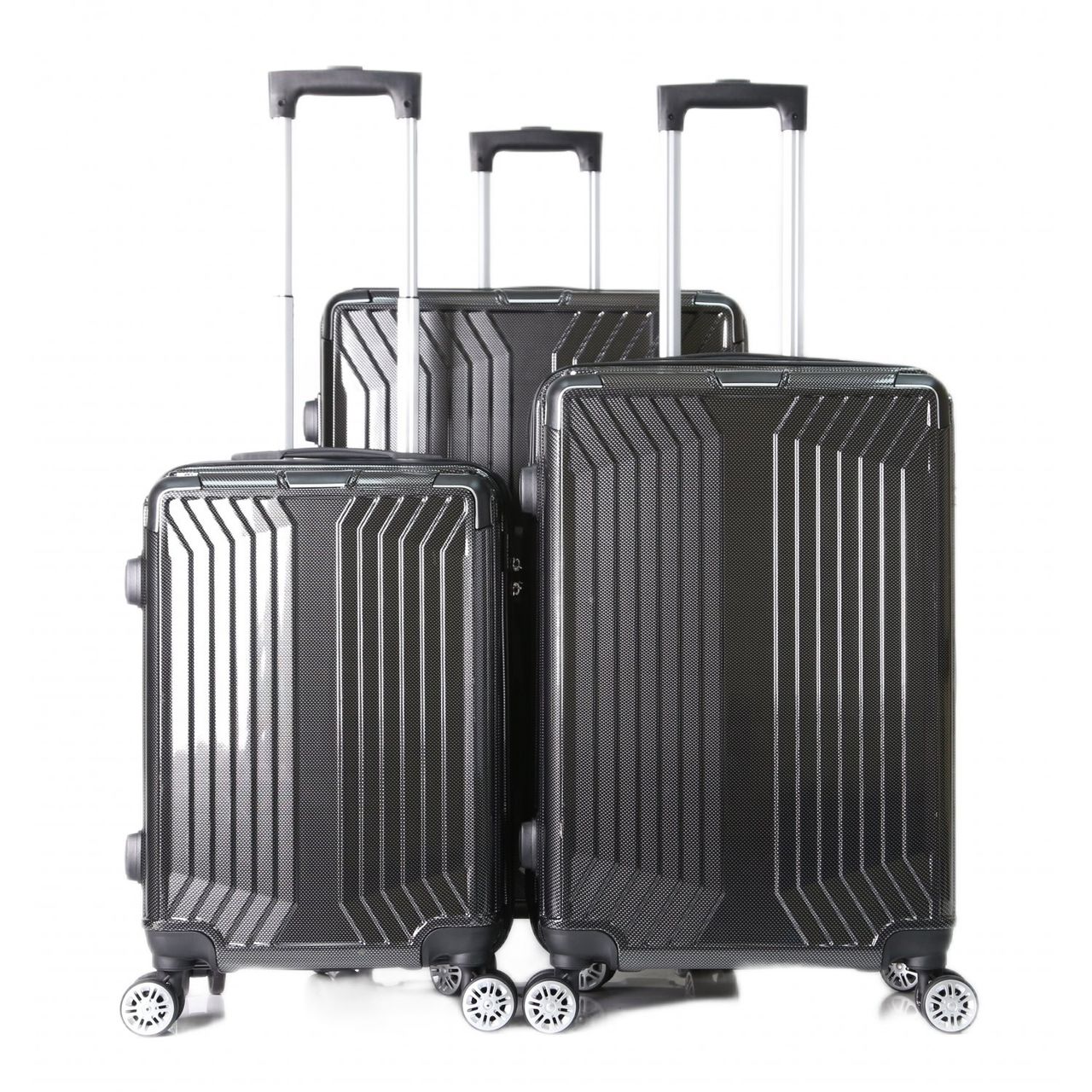 Cheffinger Reisekoffer Koffer 3 tlg Trolley Set Kofferset Gepäck Polycarbonat schwarz