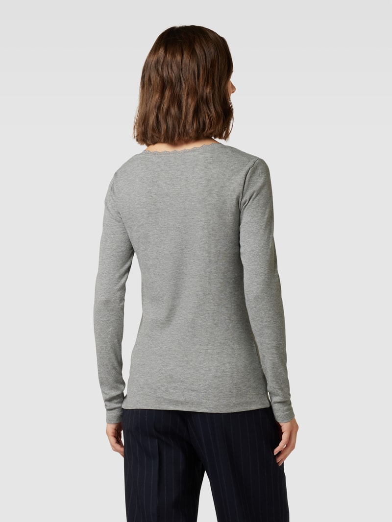 Longsleeve mit Rundhalsausschnitt in silber meliert