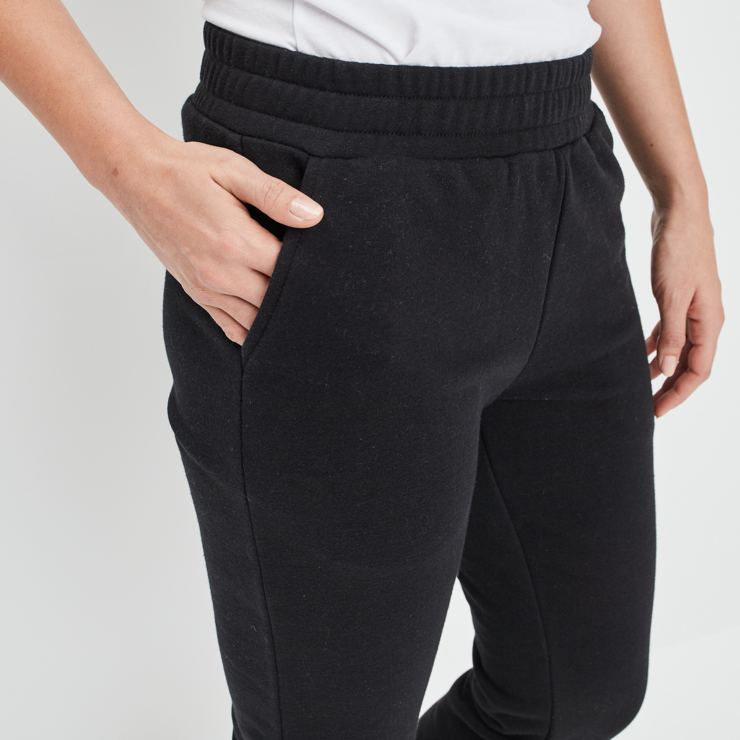 Pantalon jogging slim taille élastiquée noir femme | La Halle