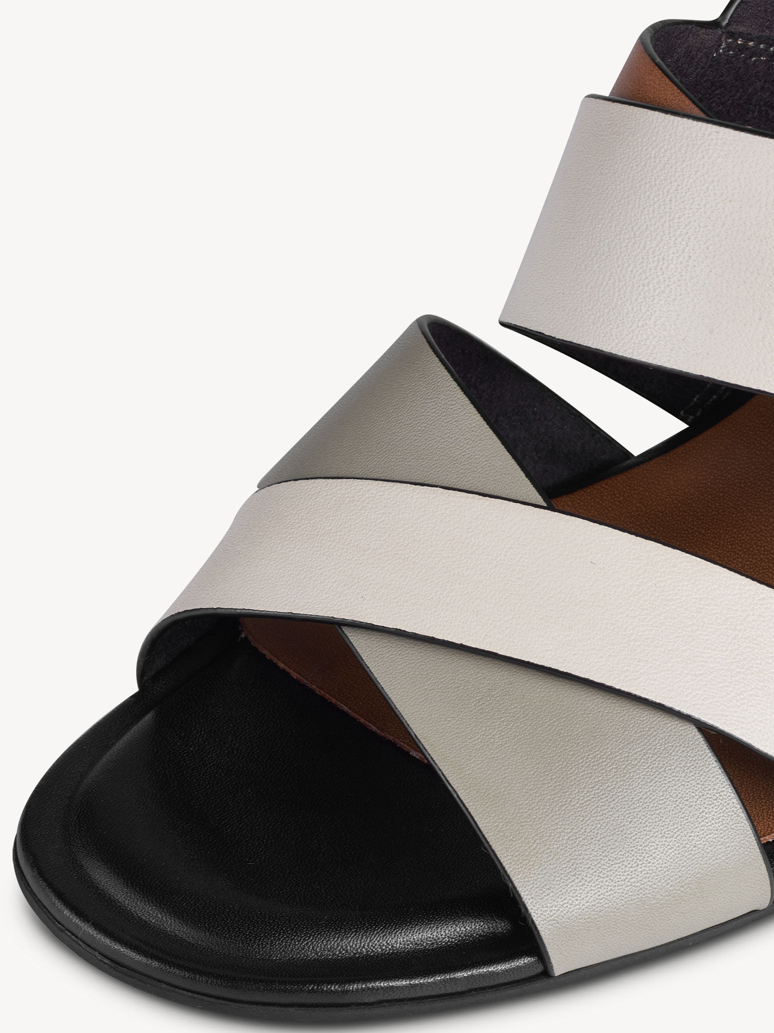 Sandale à talon en cuir - beige