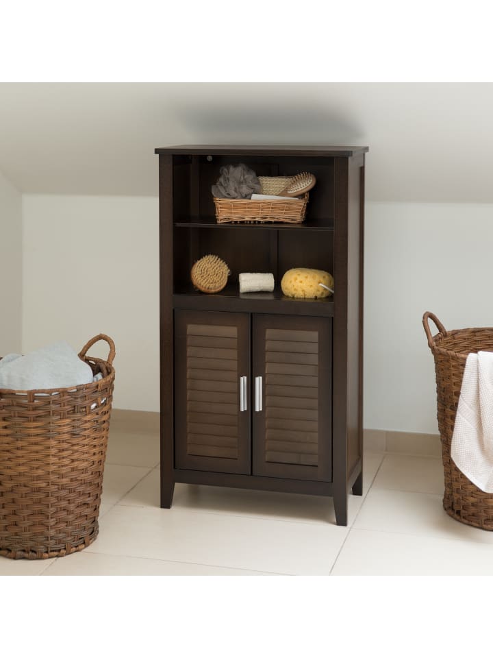 relaxdays Badezimmerschrank in Dunkelbraun - (B)50 x (H)92 x(T)25,5 cm günstig kaufen onesize