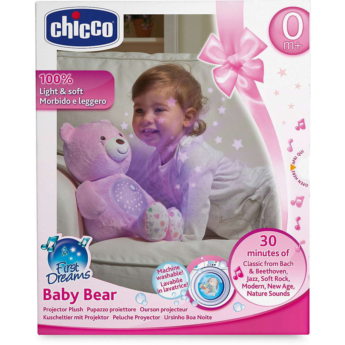 Nachtlicht mit Musik Baby Bär, rosa