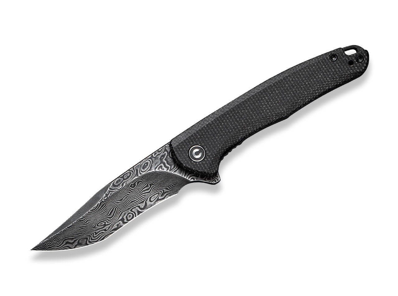 Mini Sandbar Damascus Micarta Black