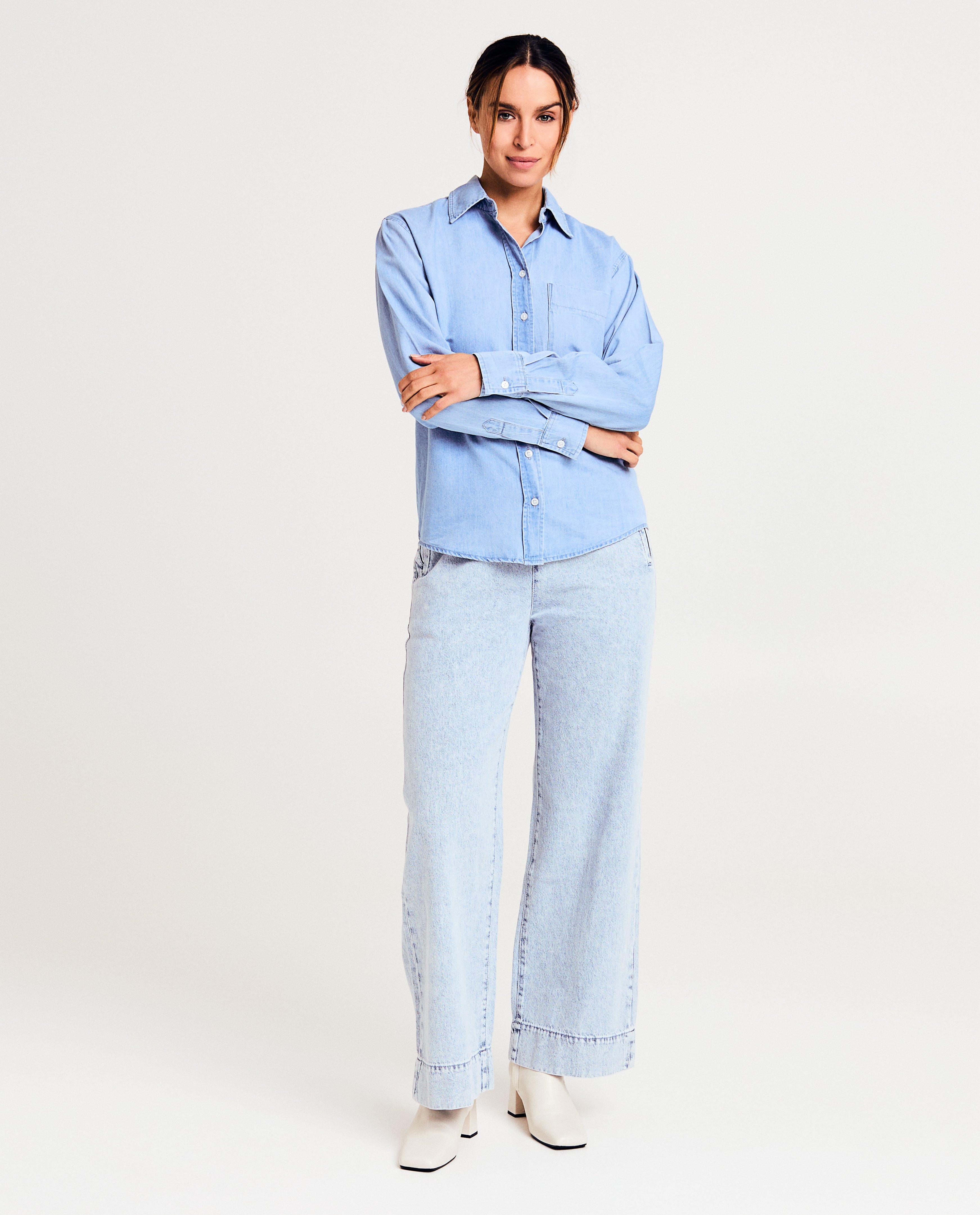 Cămașă din denim Sora Blue albastru deschis