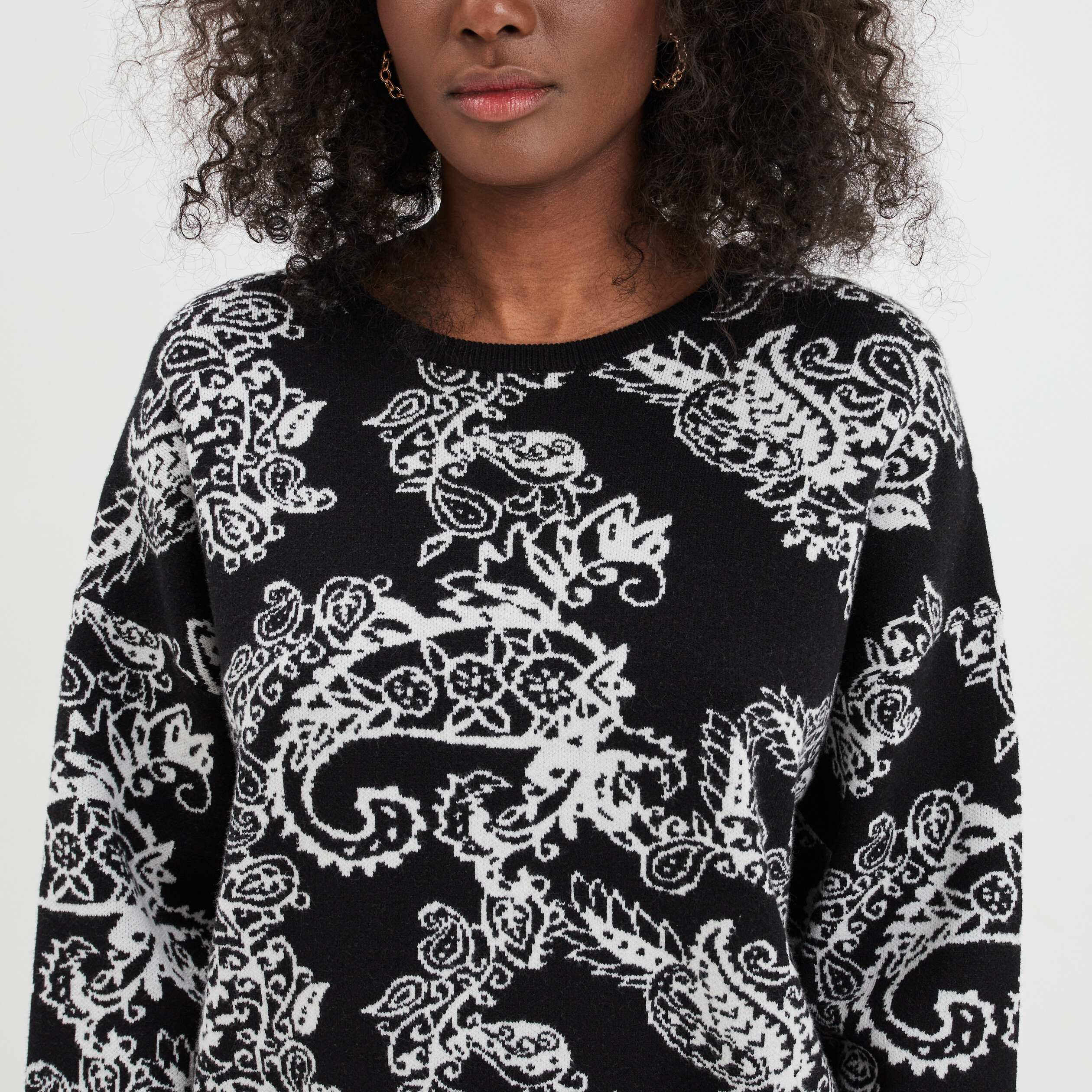Pull droit col rond Liberto noir femme | La Halle