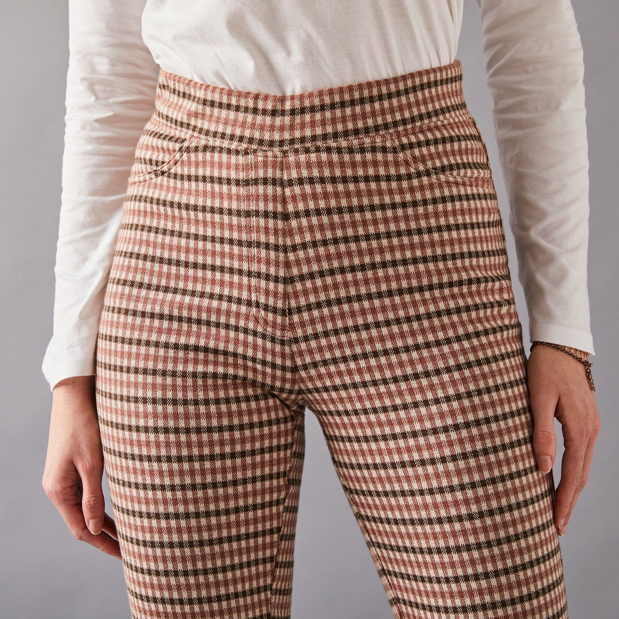 Jegging maille jacquard à carreaux