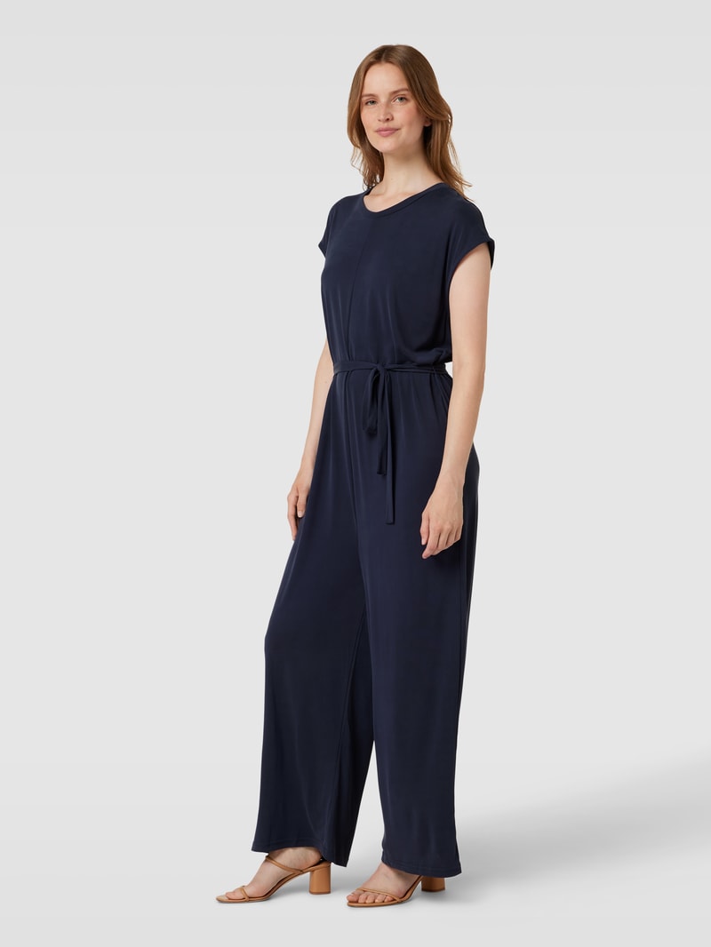 Jumpsuit mit Bindegürtel Modell 'Zenia' in marineblau