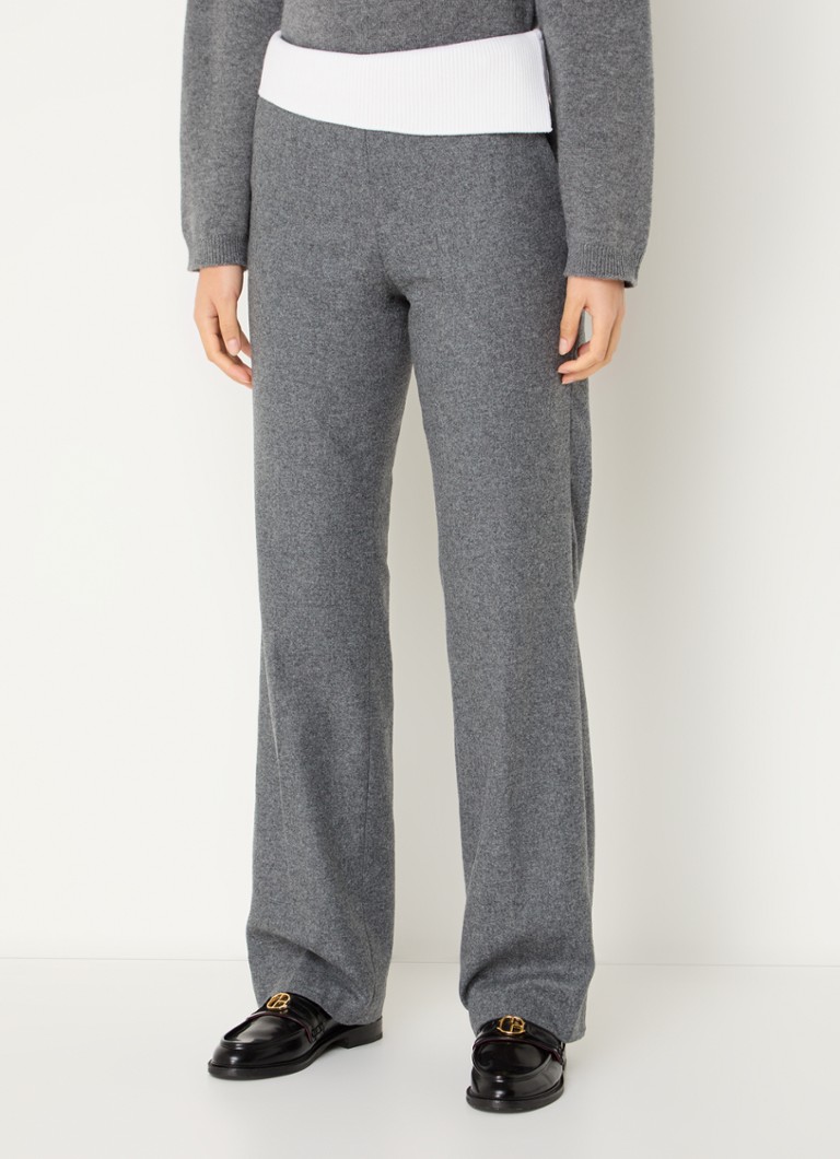 Claudie Pierlot Piwni high waist straight fit trousers in wool blend with side pockets