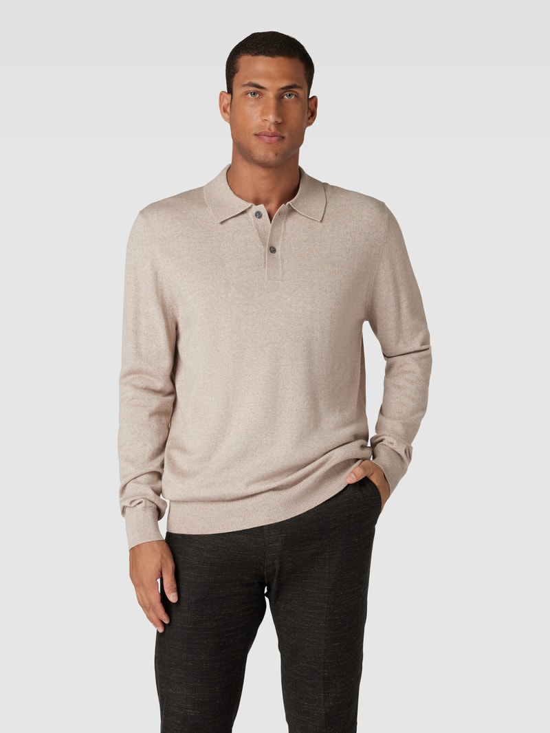 Strickpullover mit Polokragen in sand meliert