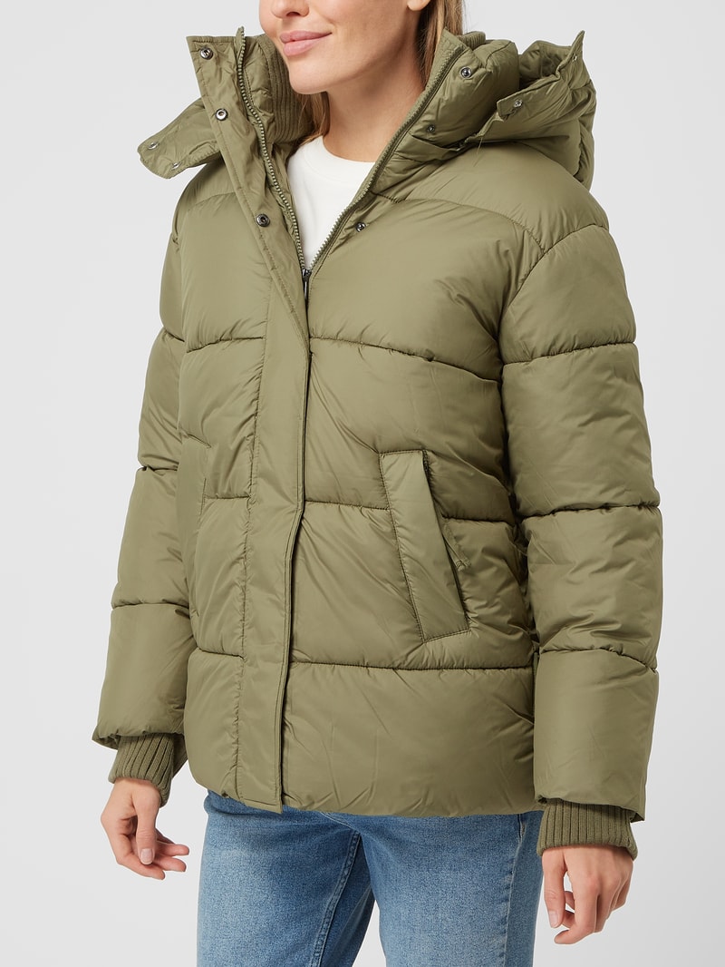 Steppjacke mit abnehmbarer Kapuze in khaki