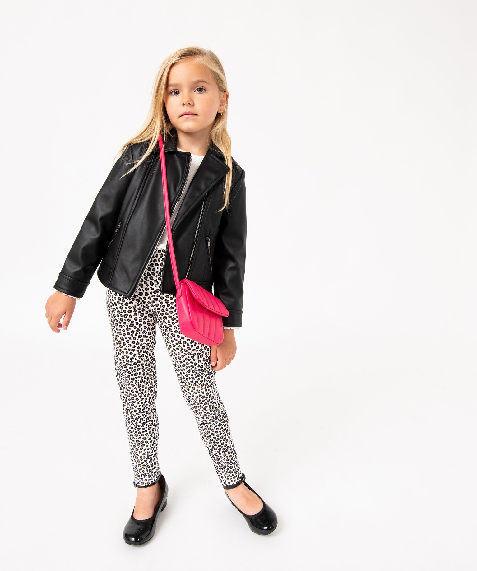 Legging en coton stretch imprimé léopard fille ecru | GEMO