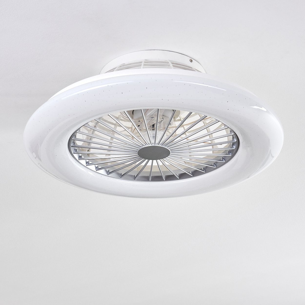 hofstein Deckenventilator Concas LED Deckenventilator, Kunststoff, Titanfarben/Weiß