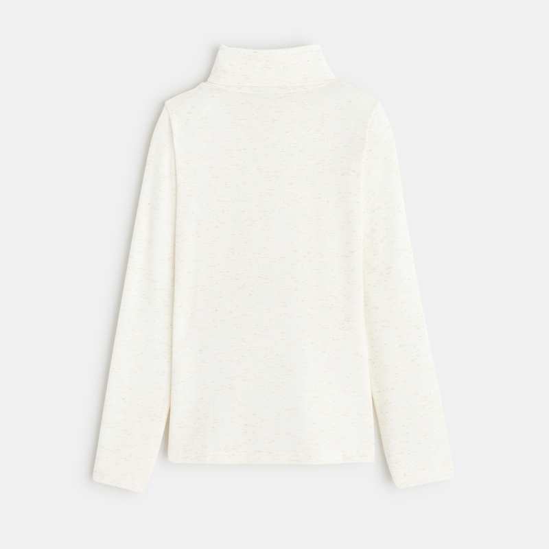 T-shirt col roulé chiné irisé beige fille