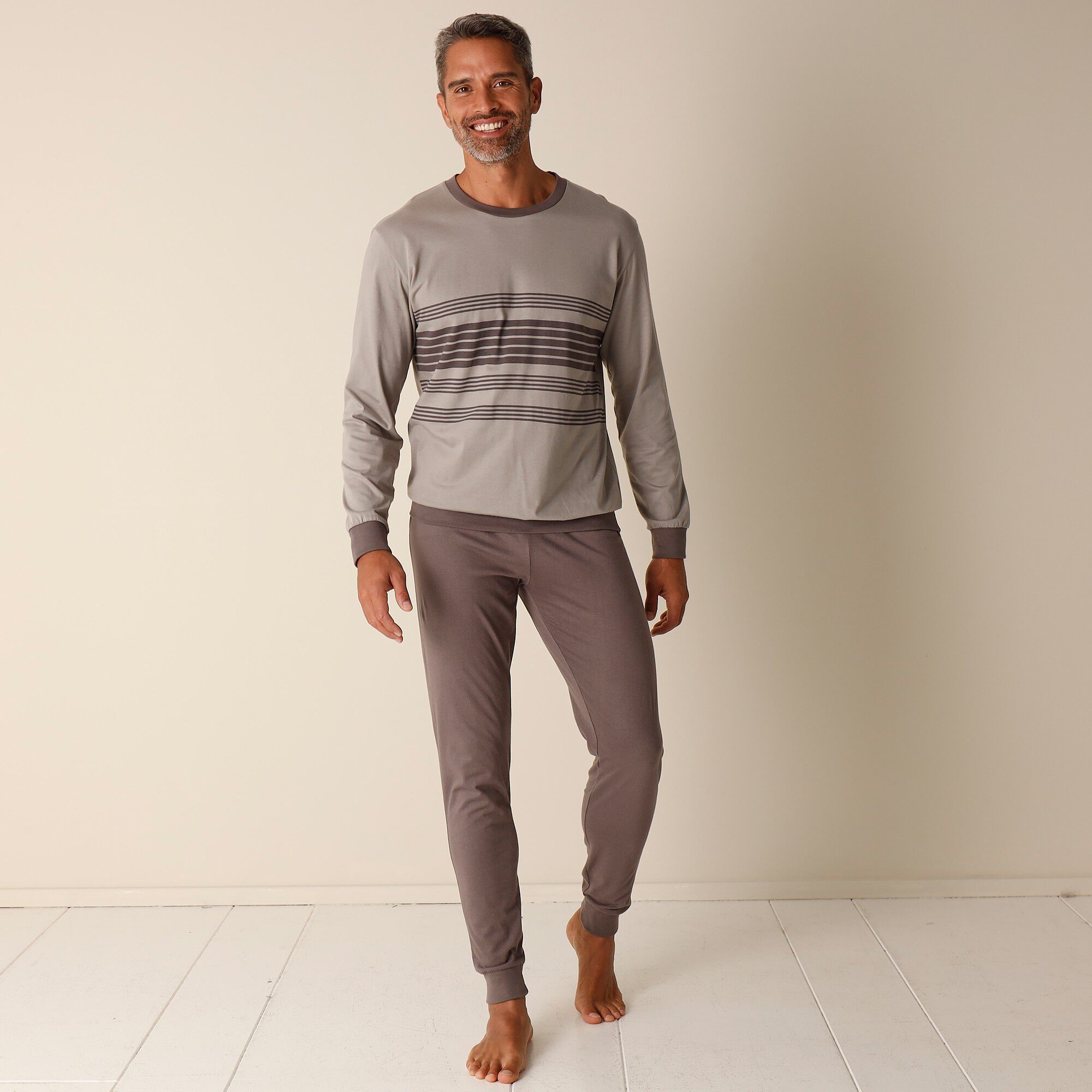 Pyjama coton rayé manches longues