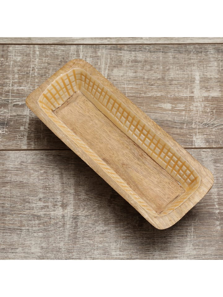 MARELIDA Dekoschale aus Mangoholz in terracotta/weiß - L: 30cm günstig kaufen onesize