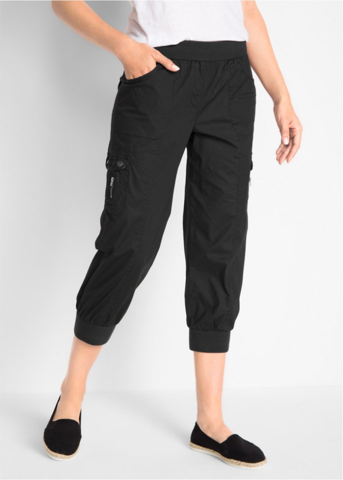 3/4-Baumwoll-Cargohose mit Bequembund