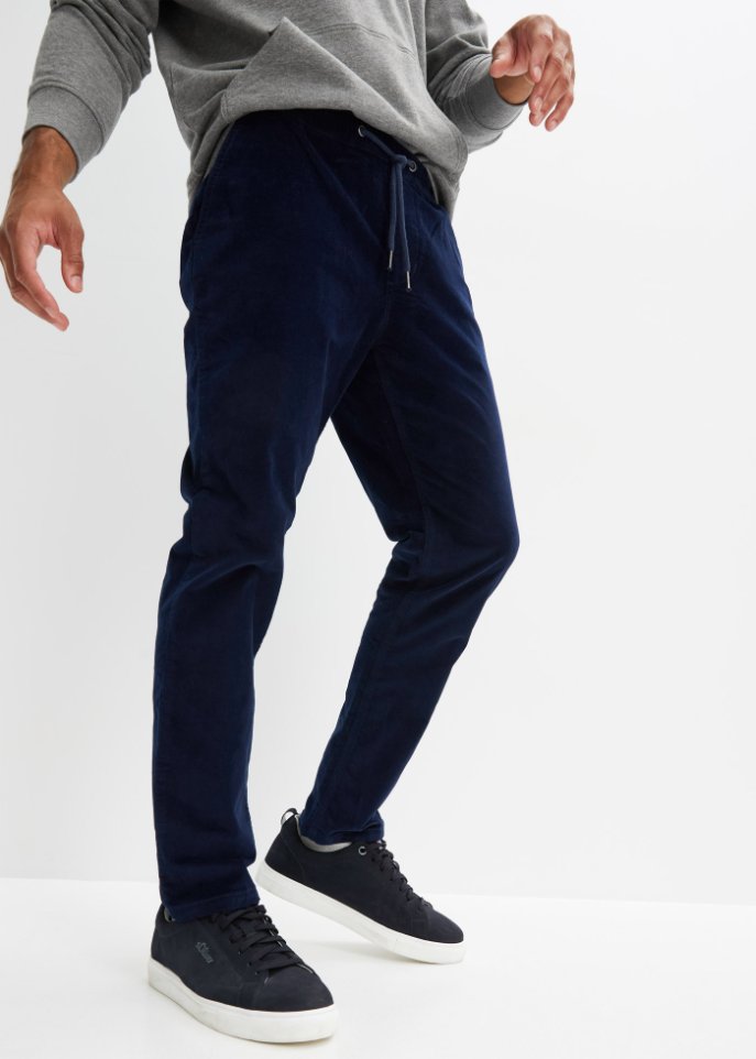 Regular Fit Cord-Schlupfhose in leicht verkürzter Länge, Straight