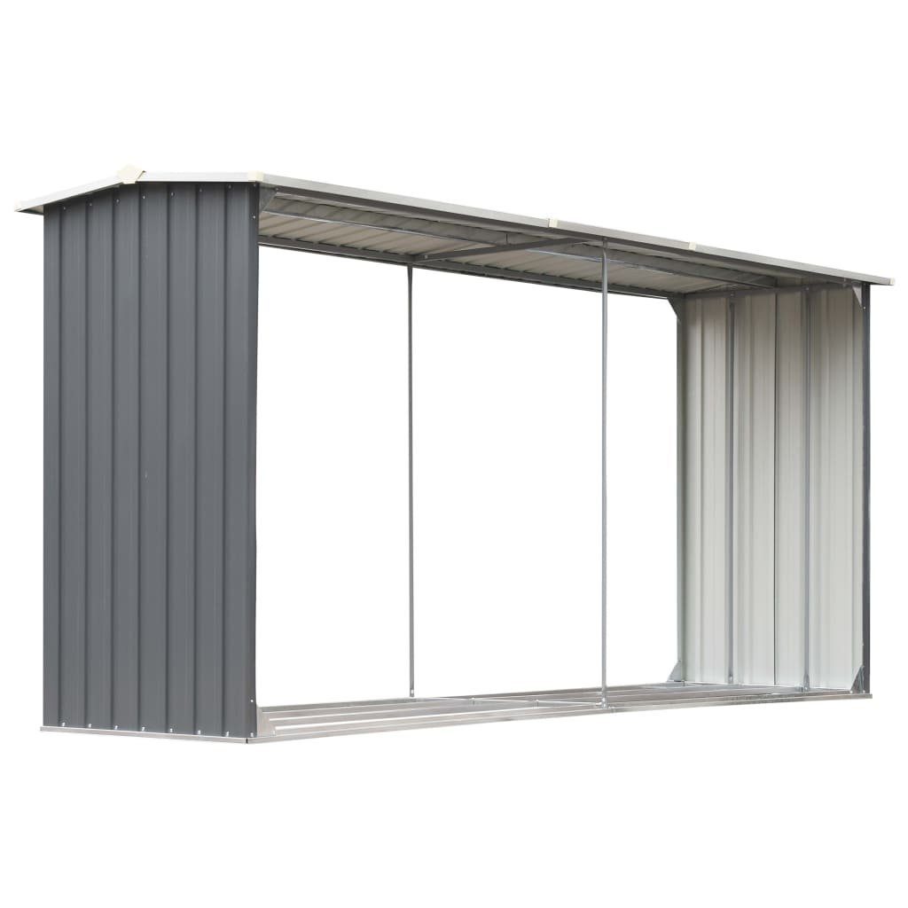 vidaXL Kaminholzregal Brennholzlager aus verzinktem Stahl 330 x 92 x 153 cm Grau, BxTxH:330x92x92 cm
