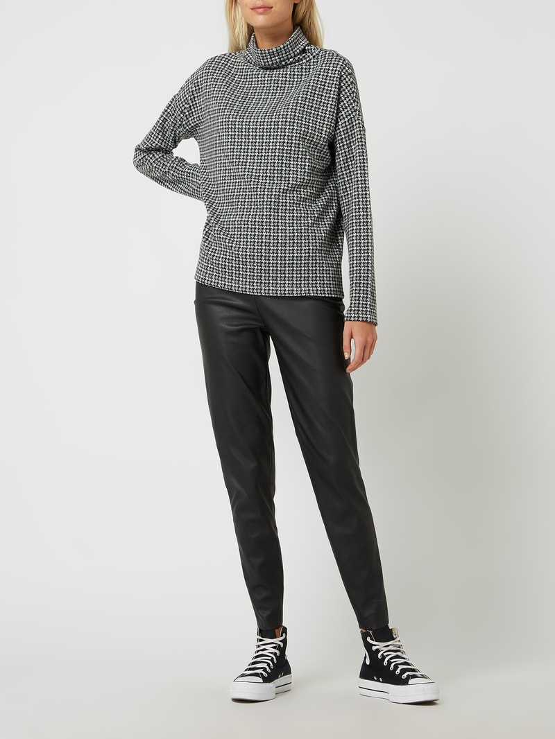 Sweatshirt mit Hahnentritt in schwarz