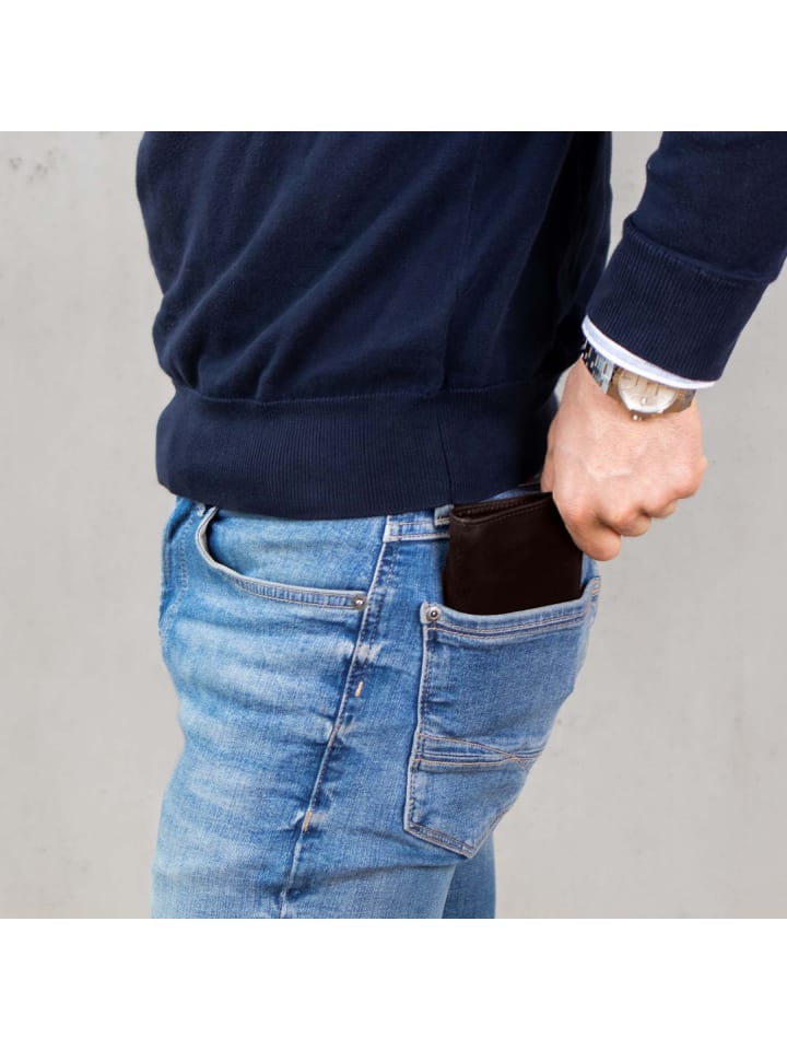 BACCINI Leder-Geldbörse echt Leder Geldbeutel handgefertigt Portemonnaie JAN in braun günstig kaufen onesize